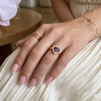 Anillo corazón encanto morado