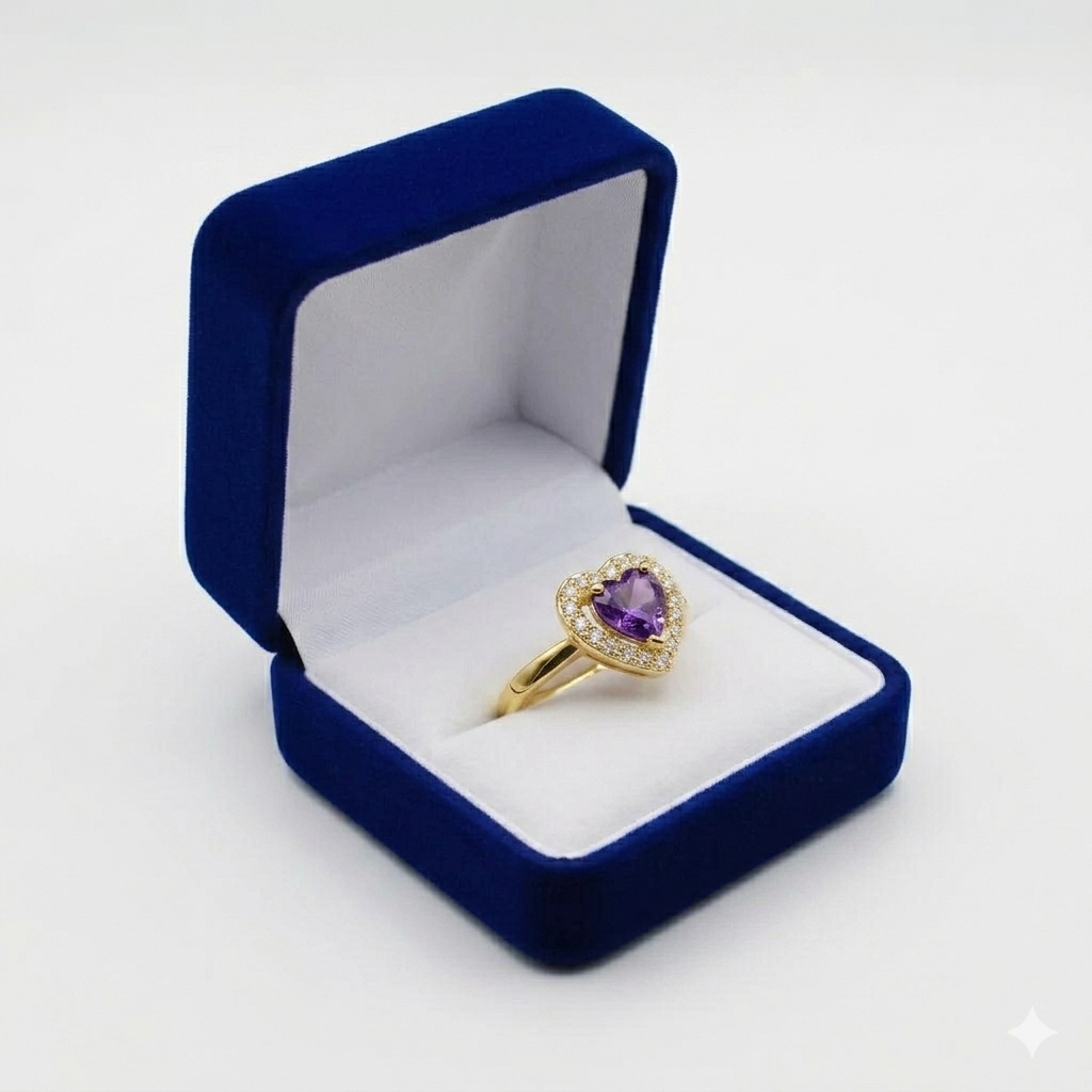 Anillo corazón encanto morado