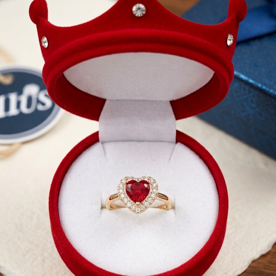 Anillo corazón encanto Rojo